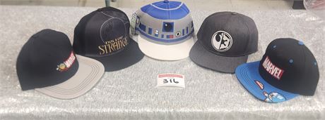 5x NOS Marvel/Star Wars & more ballcaps